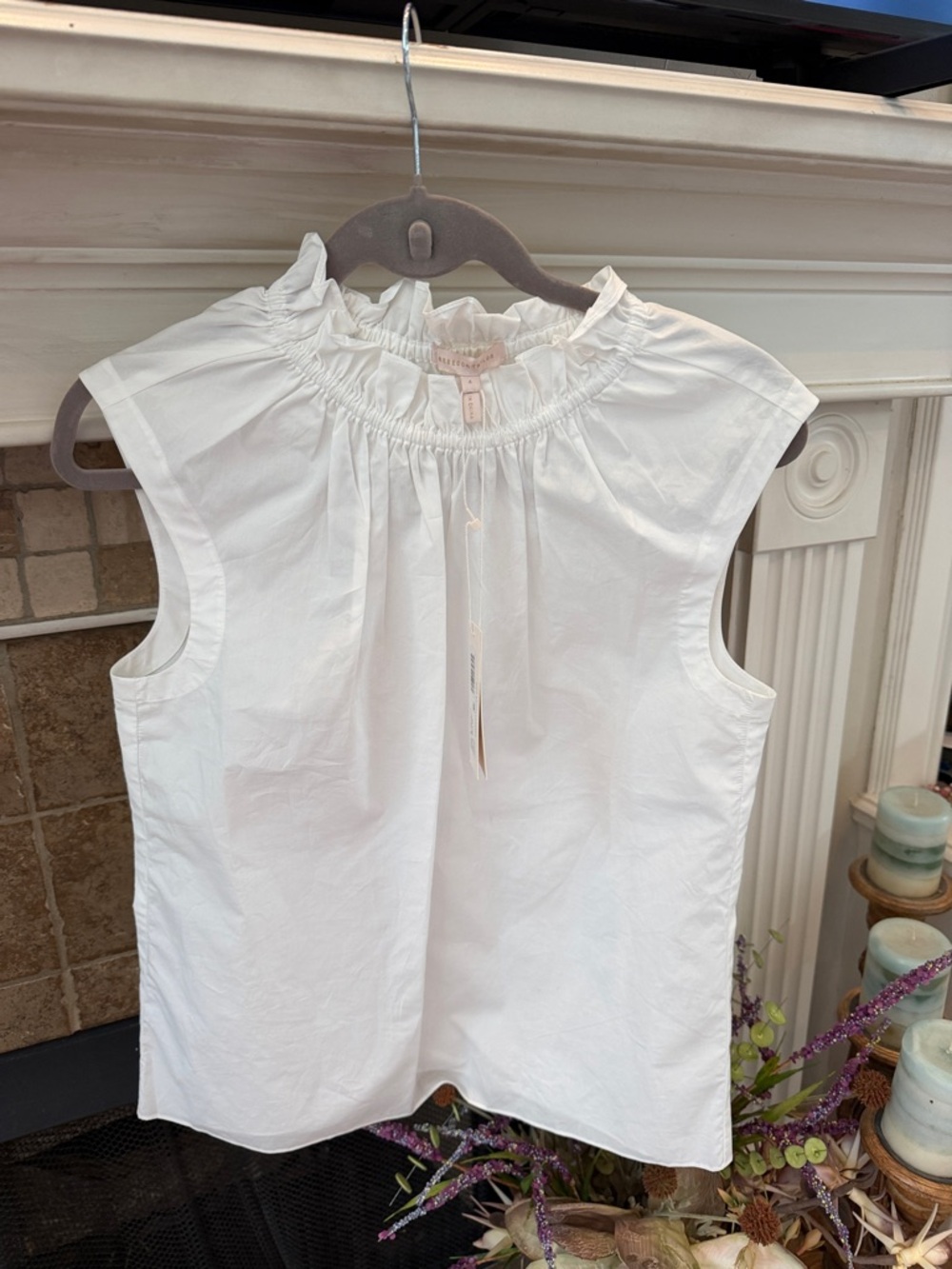 NWT Rebecca Taylor ruffled neck poplin top sz 4